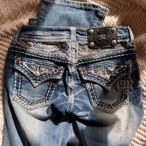 Miss Me Y2K Bootcut Jean Embellished Distressed Silver Studs Size 24